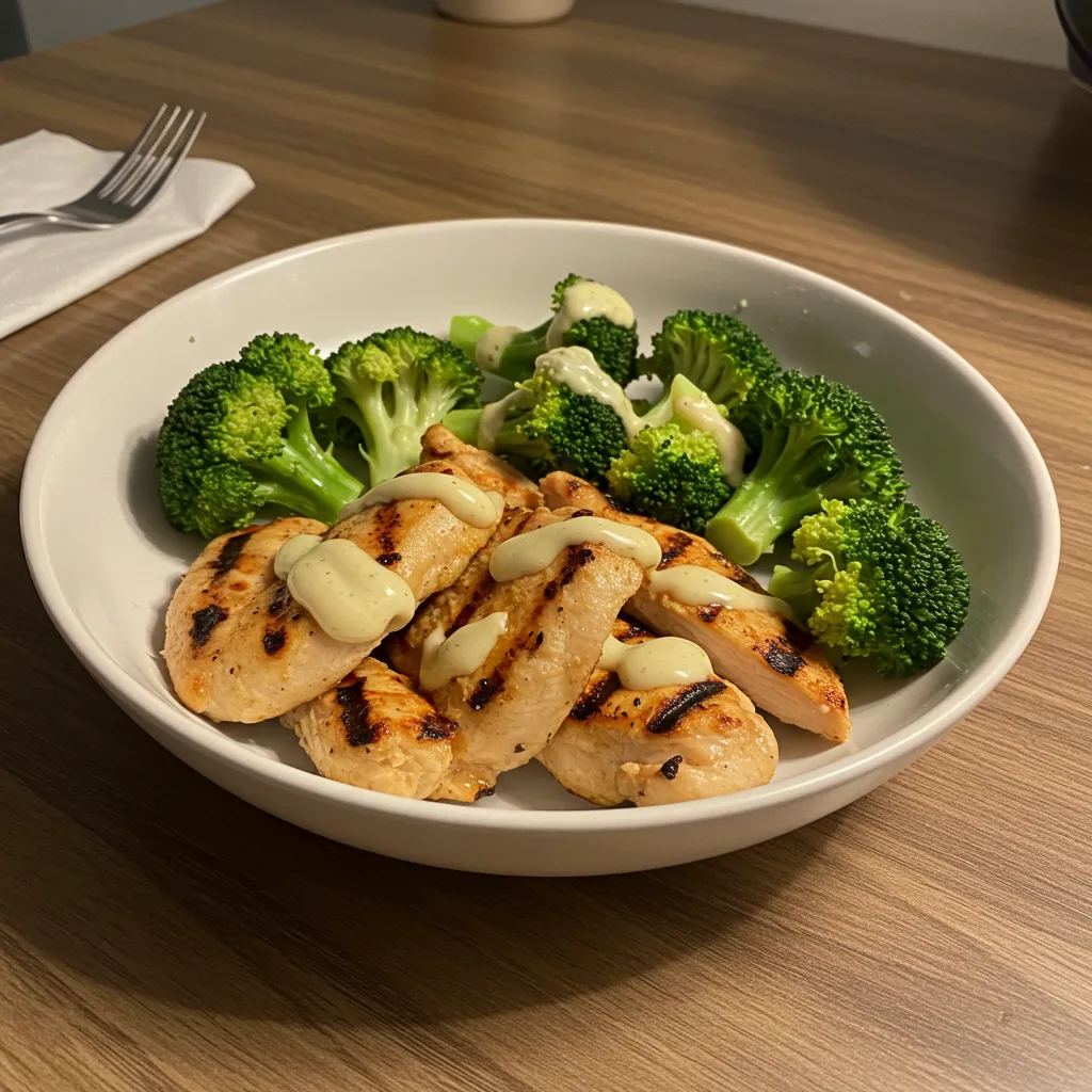BEST RECIPE for Grilled Chicken & Broccoli Bowls with Creamy Garlic Sauce - tertiary view